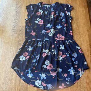 DR2 Navy Floral Tunic Top Size Hi-Low XS